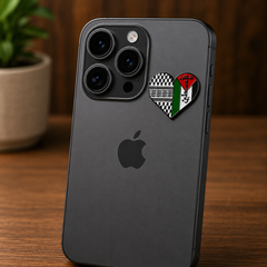 ستيكر معدن قلب بالكوفية وعلم فلسطين