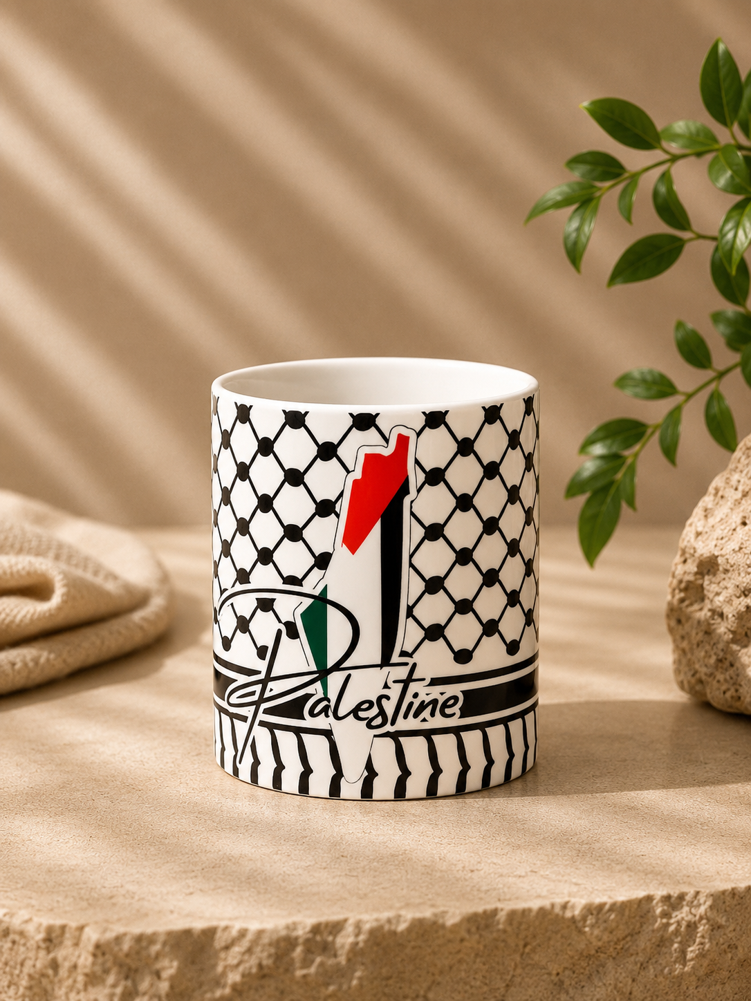 مح الكوفية بخريطة فلسطين